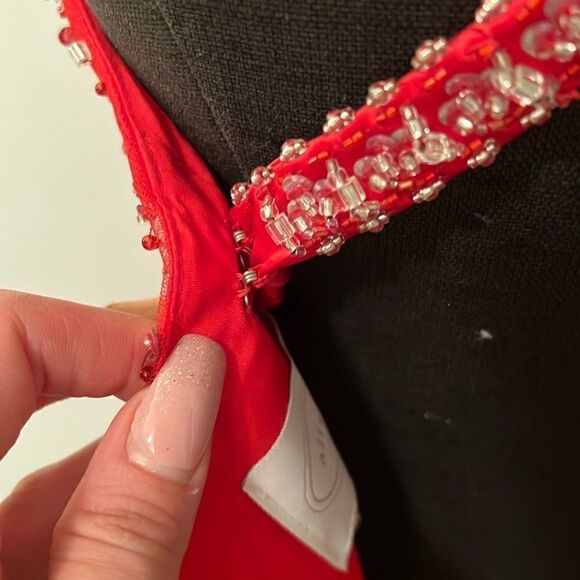 Alfred Angelo, Red Beaded Maxi Prom Dress - Picture 12 of 16